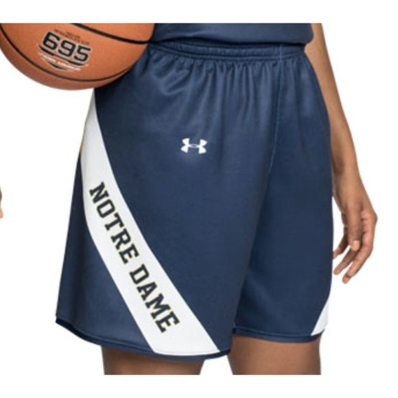 Under Armour Notre Dame Armourfuse Baseline Basketball Short Navy Large Women - Picture 1 of 4